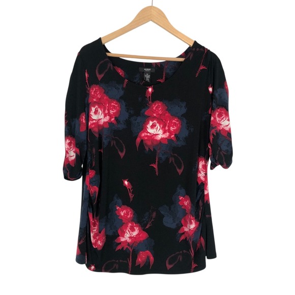 Alfani Tops - Alfani Dark Floral Print Tunic Top Shirt Size 2X Stretch Whimsigoth Dark Fairy